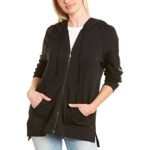 Johnny Was Calme Metallic Stripe Zip Up Hoodie in Black